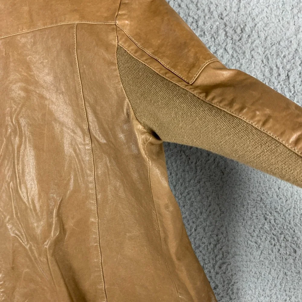 June Moto Jacket Women Small‎ Leather Brown Anthropologie